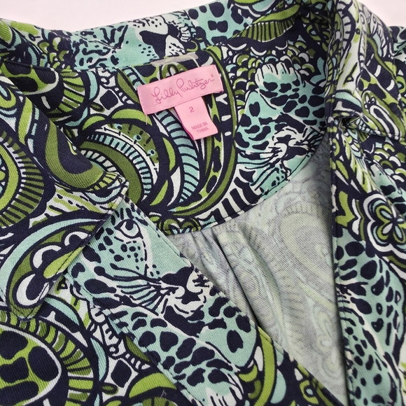 Lilly Pulitzer Green Paisley Silk Dress Sz 2 - Picture 5 of 10